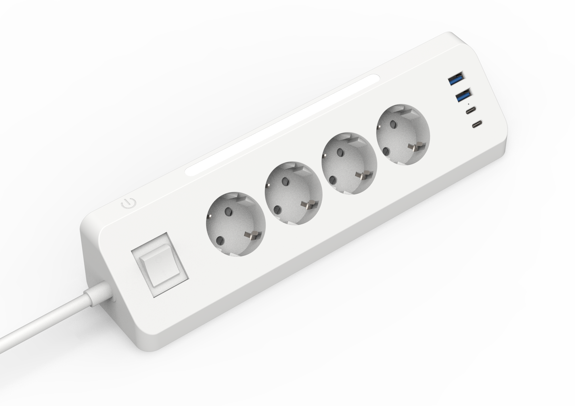 Small MOQ Private Label EU Schuko Power Strip for E-commerce Sellers, OEM Custom Logo Extension Socket with USB-C PD Fast Charging, CE Fireproof Surge Protector Supports Amazon FBA Shipping
